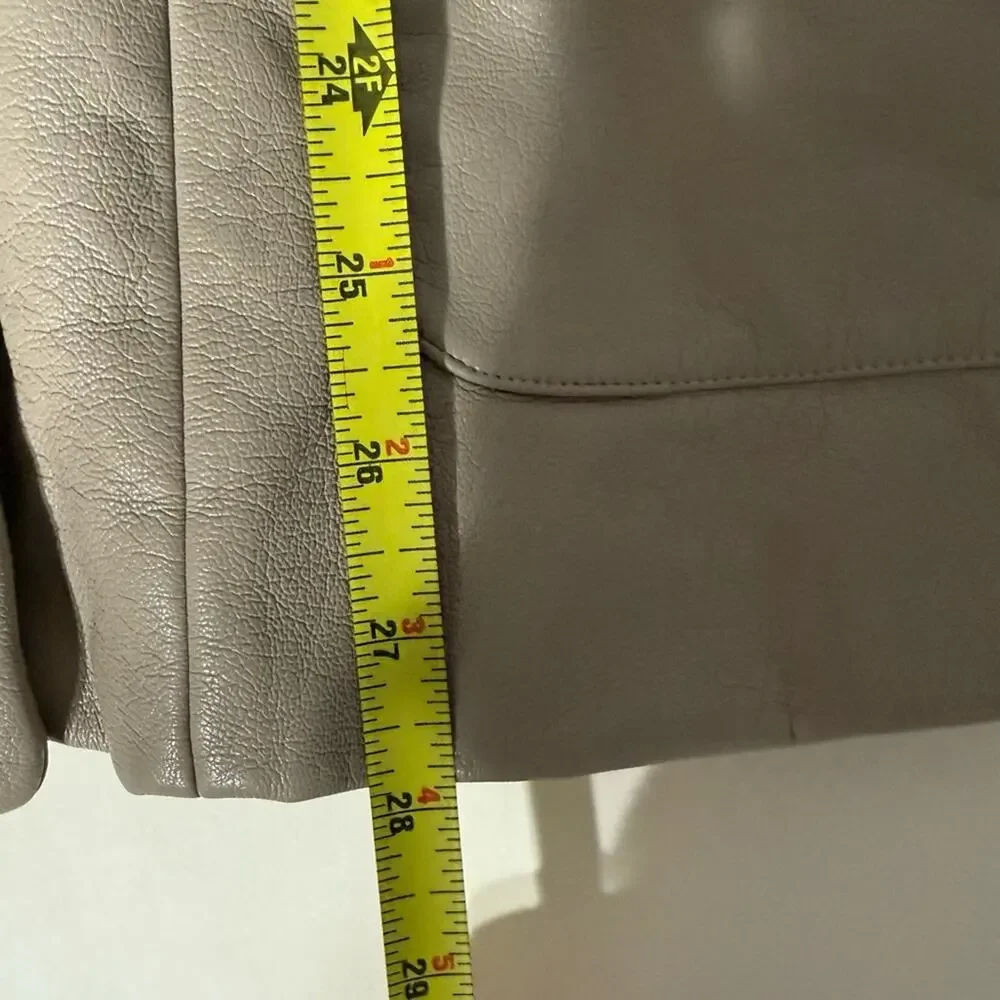 Jonathan Simkhai Raelynn Stretch Vegan Faux Leather Blazer Light Grey / Beige XL - Picture 6 of 11